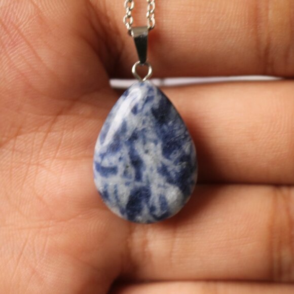 Blue Sodalite Teardrop Pendant Necklace – Natural Stone, Calm & Stylish - Picture 6 of 6